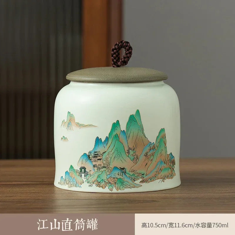 1pc Ceramic Tea Jar Candy Storage Tank Living Room Home Decorations Tea House