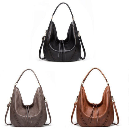 Synthetic Leather Handbag Hollow Double Tassel Shoulder Crossbody Bag Purse 1 PC
