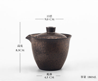 Ceramic Tea Bowl Sancai Cover Bowl Teacup Tea Maker Stoneware Hand Grab Pot