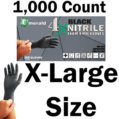 1,000 Count SIZE X-LARGE Powder-Free Nitrile Gloves, 4 Mil Food Grade Disposable