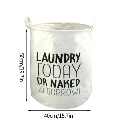 Laundry Basket Folding Dirty Clothes Organizers Storage Bag 50x40cm Cotton Linen