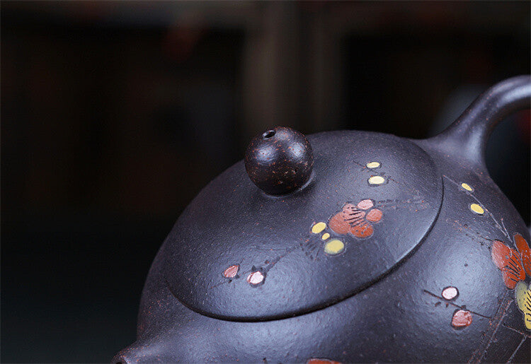 Xishi Pot Handmade Wintersweet Carved Real Yixing Zisha Clay Tea Pot Marked New