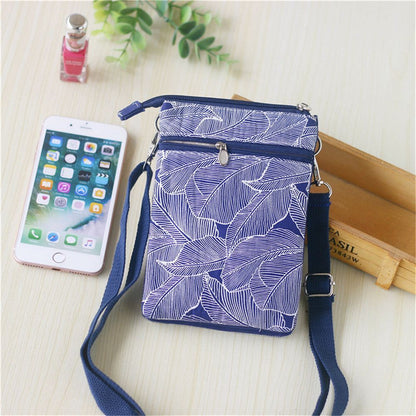 5-layer Mobile Phone Bag Tote Case Shoulder Purse Pouch Wallet Purple Gray Blue