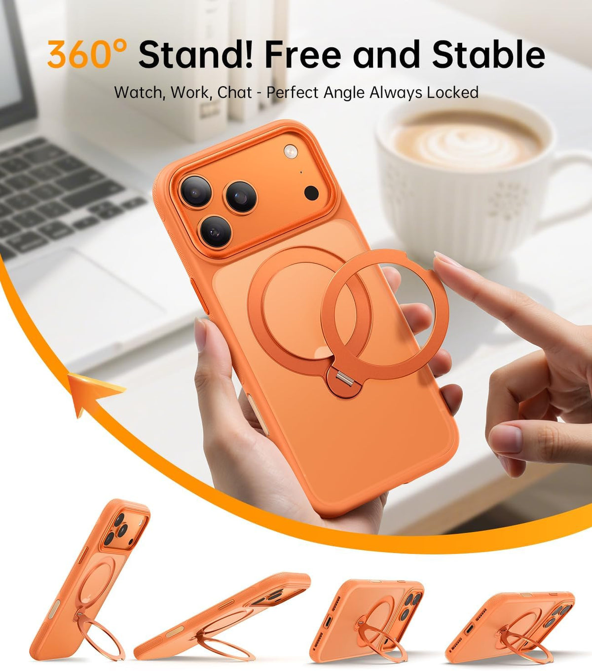 360° Magnetic Stand for Iphone 17 Pro Max Case, [Fit for Magsafe][Camera Control