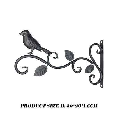 Wall Mounted Bracket Metal Flower Basket Bird Pattern Holder Hanger Rustic Hooks