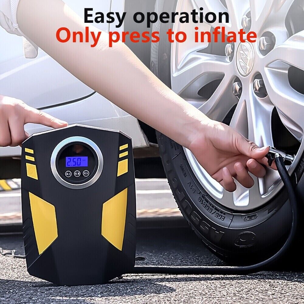 12V Auto STOP Air Inflator Car Tire Pump Compressor Electric Portable DC 150 PSI