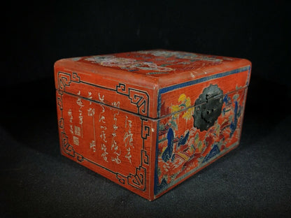 7.8" antique chinese jewelry box dragon sculpture statue qing qianlong seal box