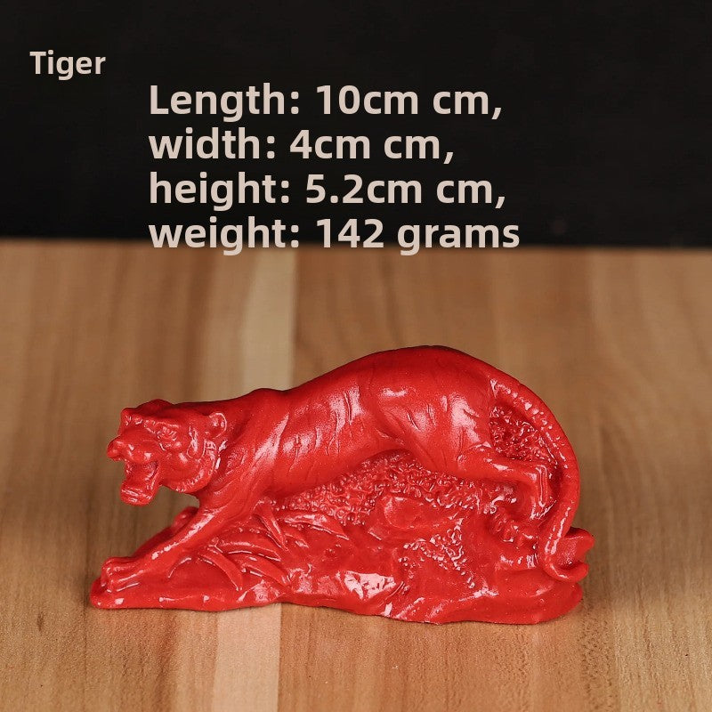 1Pc Cinnabar Handcarved Twelve Chinese Zodiac Tea Pet Amulet Home Decoration