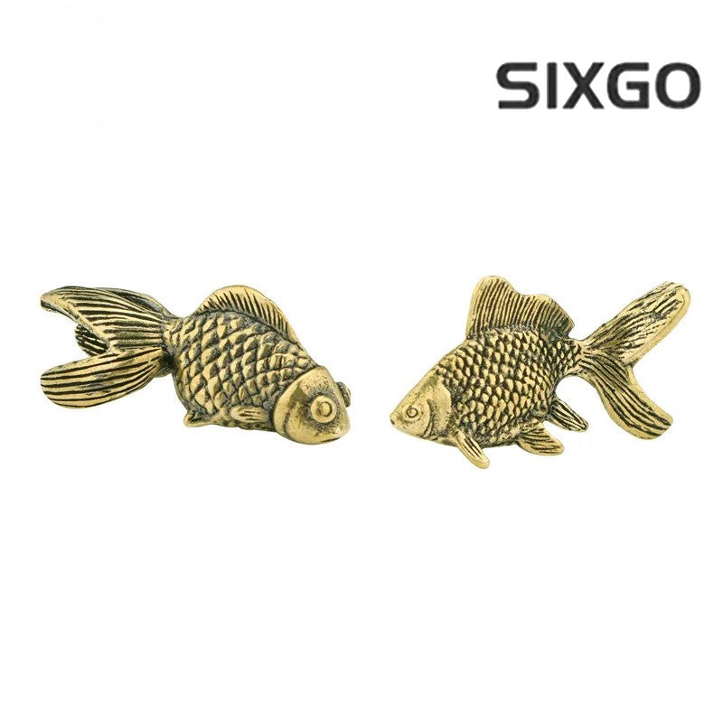 Solid Brass Fish Figurines Miniatures Antique Feng Shui Desktop Ornament Craft