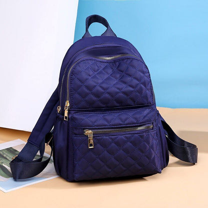 Leather Plaid Backpacks Multi Layer Zipper Fashion Shoulder Traveling School Bag