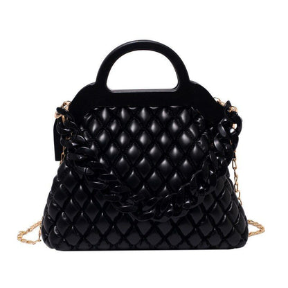 Handbag Thick Chain Vintage Wood Grain Shoulder Clutch Purses Bag 25*21*9CM Hasp