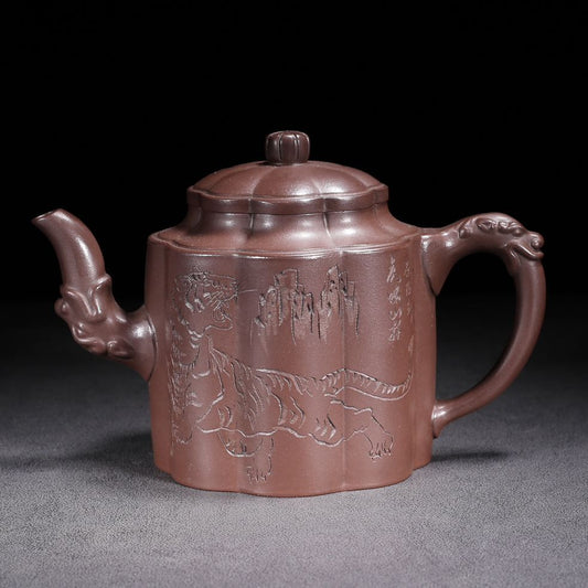 Vintage Chinese Yixing Purple Clay Teapot Zisha Ceramic Tiger Teaware Collection