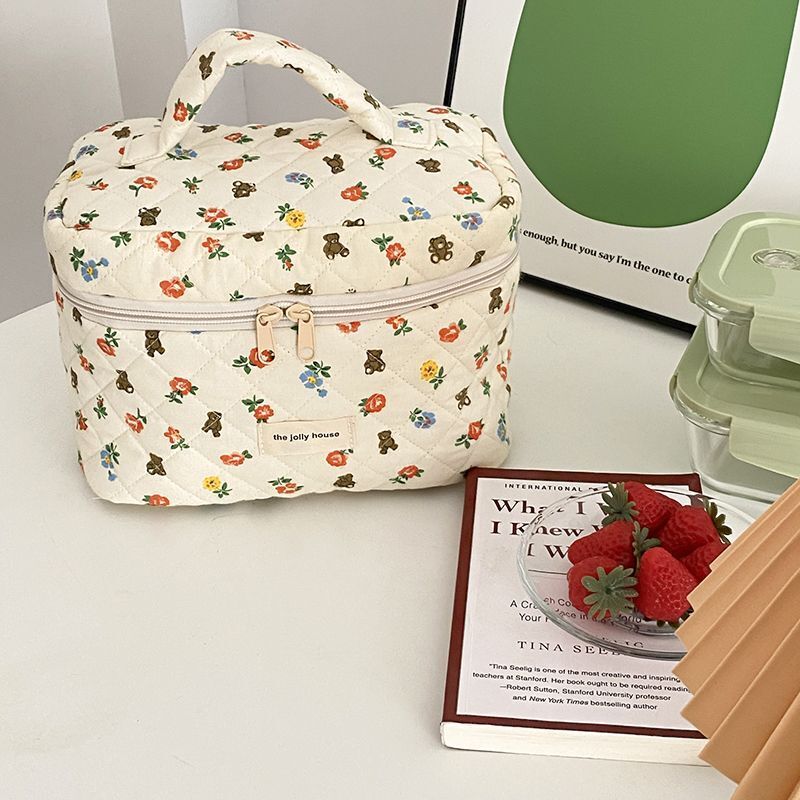 Makeup Bag Zipper Cosmetic Organizer Large Cloth Box Make Up Purse Toiletry Case