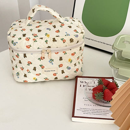 Makeup Bag Zipper Cosmetic Organizer Large Cloth Box Make Up Purse Toiletry Case