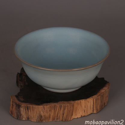 5.5" Collection Chinese Song Porcelain Ru Kiln Green Glaze Bowl Collected