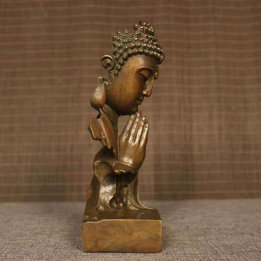 8'' Old Tibet Buddhism Pure Bronze Shakyamuni Amitabha Buddha Demon Head Statue