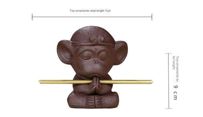 3.5" Creative Home Decoration Yixing Zisha Tea Pet Monkey Statue Small Tea Play