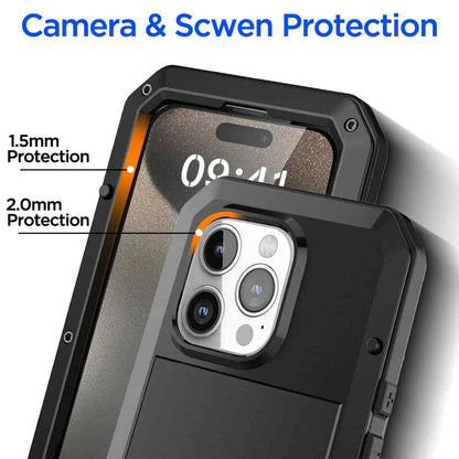 Heavy Duty Protection Armor Metal Case for iPhone 17 16 15 14 13 12 11 Pro Max