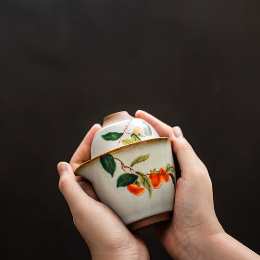 Ceramic Teapot Gaiwan with 2 Teacups Chinese Kung Fu Tea Set Drinkware