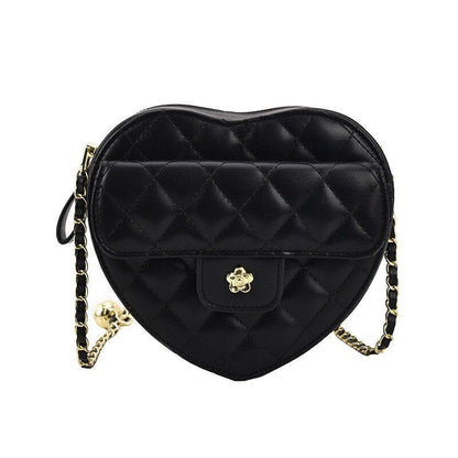 Synthetic Leather Chain Crossbody Bags Heart Shape Handbag Summer Shoulder Purse