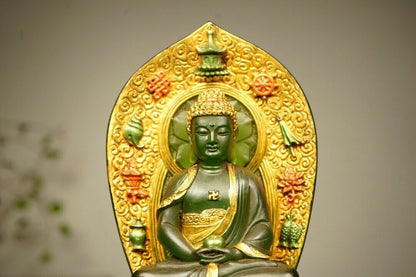 Chinese Old Beijing Glaze Gilded Handmade Exquisite Buddha Statue