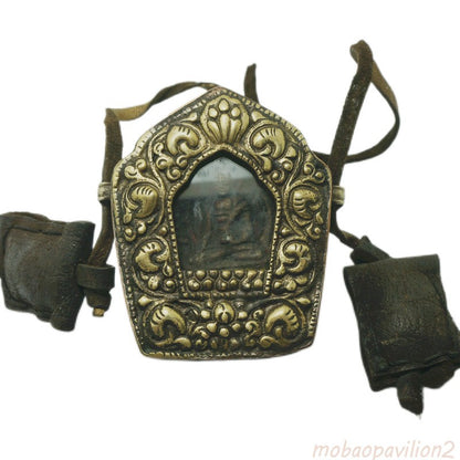 Brass Nepalese Handmade Rubbing Buddha Statue Gawu Box Belt Necklace Pendant