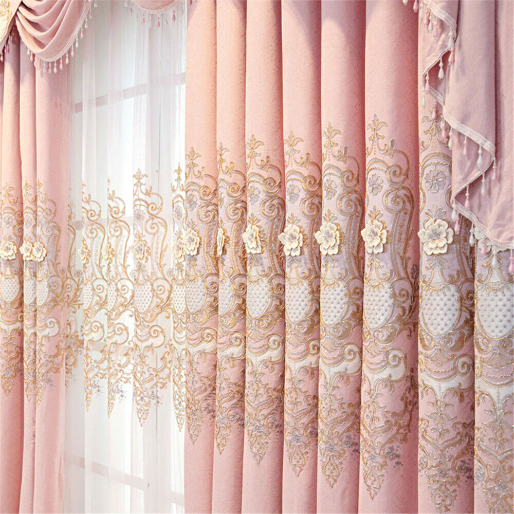 Luxury European 3D Floral Embroidery Blackout Curtain for Living Room 1 Panel