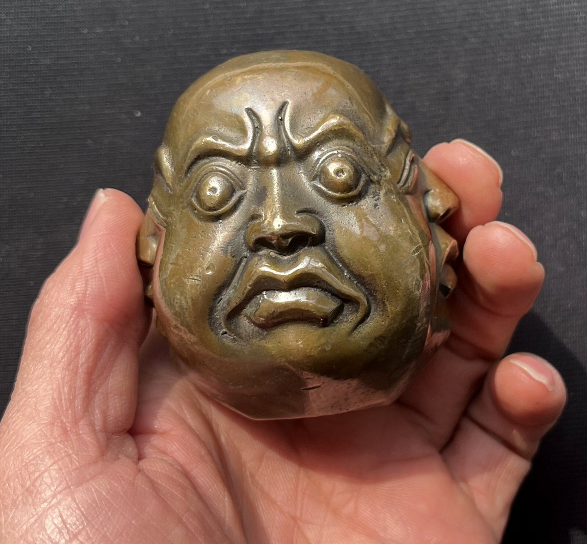 Solid Brass 4 Faced Buddha Statue Pleasure Anger Sorrow Joy Zen Decor