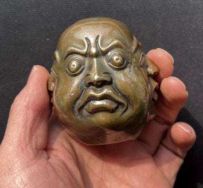 Solid Brass 4 Faced Buddha Statue Pleasure Anger Sorrow Joy Zen Decor
