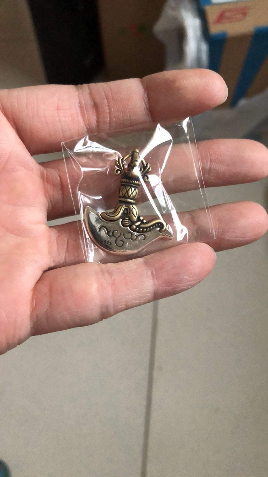 Tibetan Vajra Axe Cloud Back Bead Handmade Silver DIY Prayer Bead Accessory