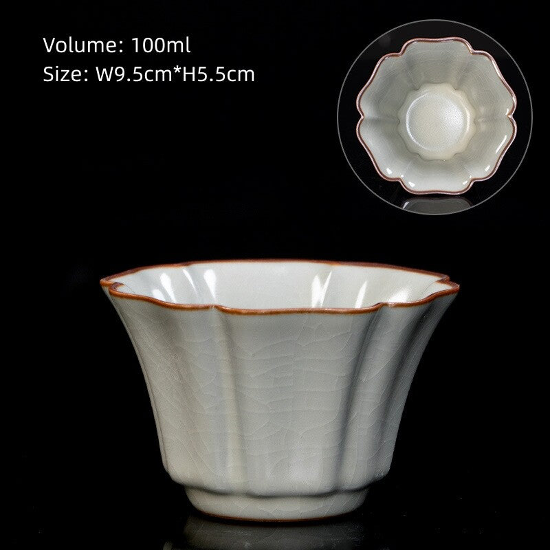 Boutique Ruyao Craft Tea Cup One Piece Crackle Glaze Porcelain Master Cup Marked