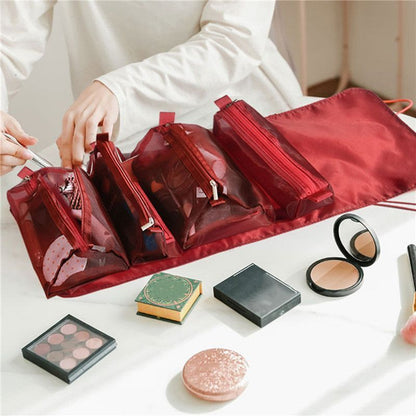 Travel Cosmetic Bag Mesh Make Up Toiletry Brushes Lipstick Storage Organizer Bag