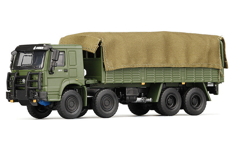1:64 Diecast Howo Military Heavy-duty Truck Model Metal Car Model Collection Toy