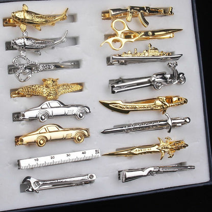 Men Tie Clips Classic Fashion Copper Enamel Creative Business Collar Ties Clasps