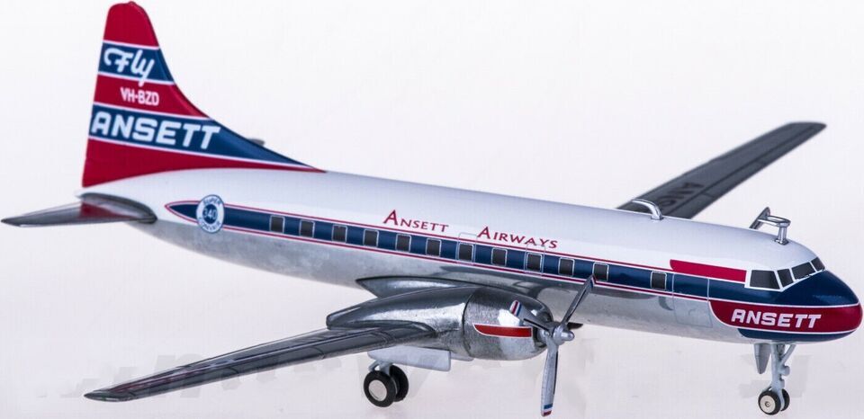 1:200 Herpa Ansett Airways Convair CV-340 Passenger Airplane Diecast Plane Model