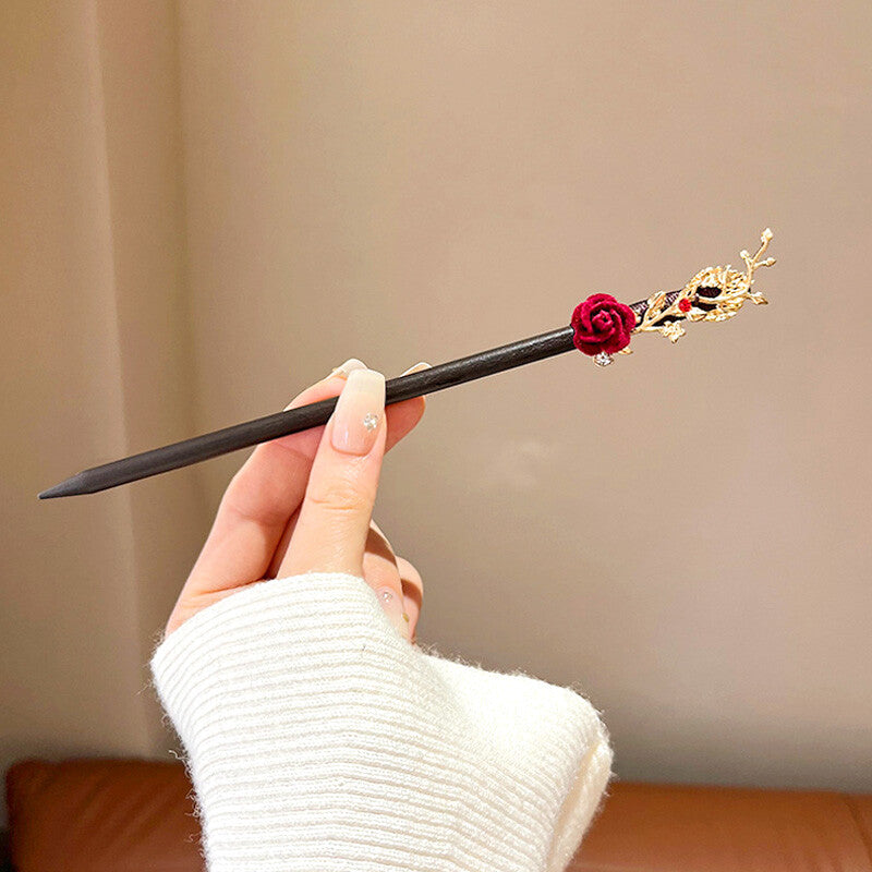 Women Flower Wooden Chopsticks Hair Hairpin Hair Stick Chinese Style Hairpins
