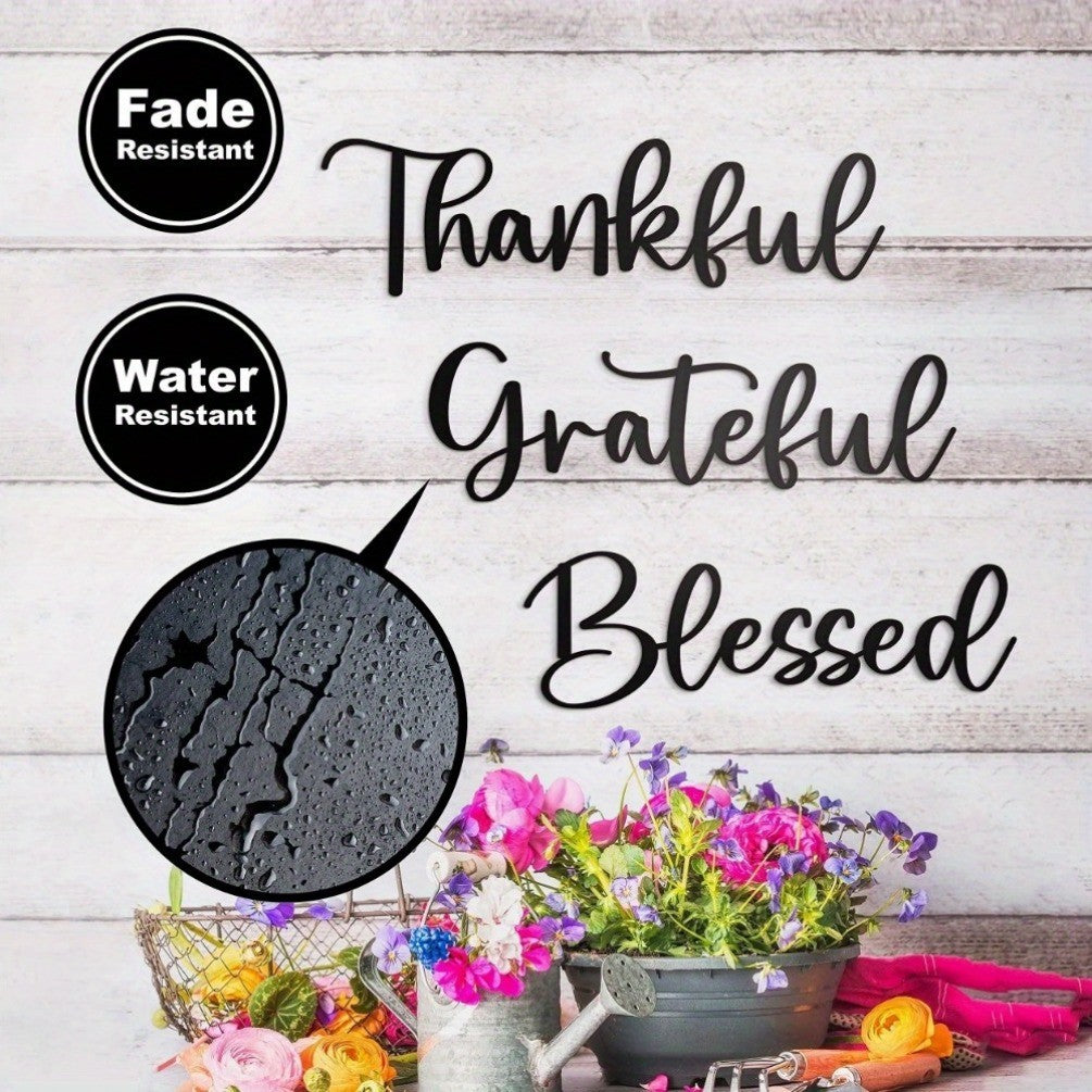 Aesthetic 'Appreciate Life' Decor CIFbuy 3PCS Black Gratitude Metal Wall Art