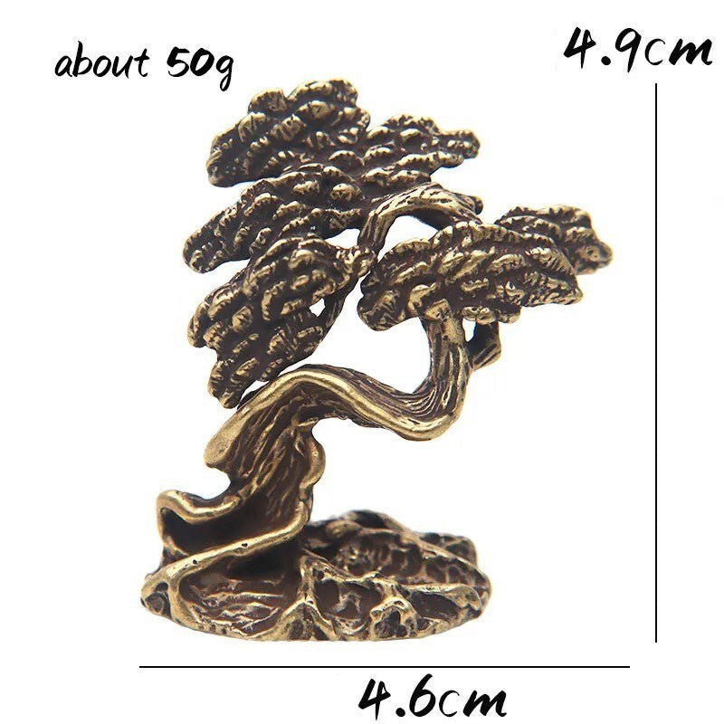 50g Brass Bronze Tree Statue Miniature Figurine Tea Pet Ornament Toy Collection