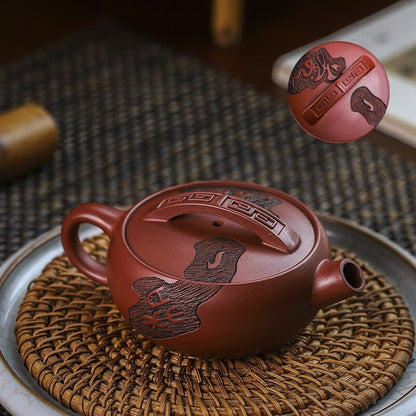 120ml Hanwa pot big opening handmade carved real yixing zisha dragon blood clay