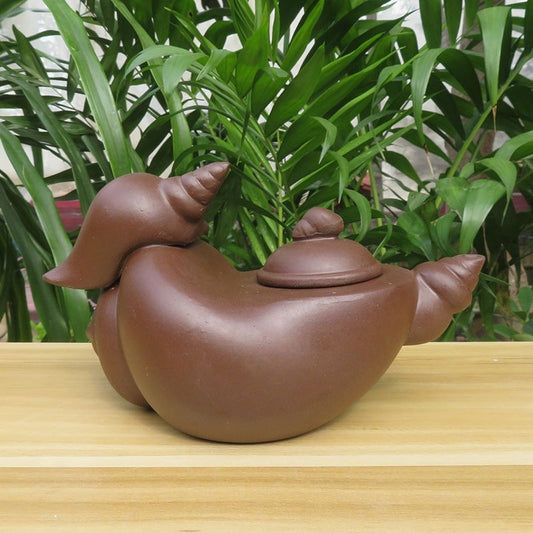 Yixing Zisha Teapot Handmade Conch Shape Clay Teapot 400ml Gift Collectible