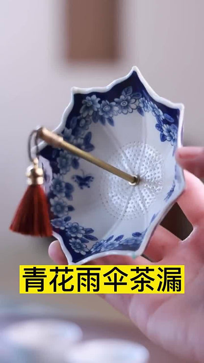 Artful Umbrella Design Filter Net Tea Strainer Ceramic Creative Tea Accessories