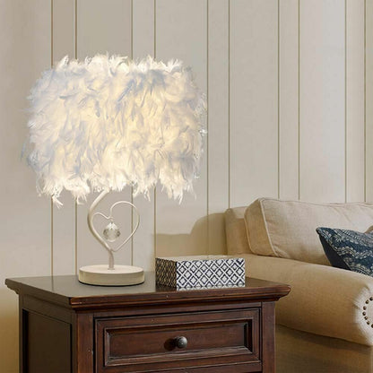 Feather Crystal Table Lamp Bedside Reading Room Sitting Heart Bedroom Light Gift