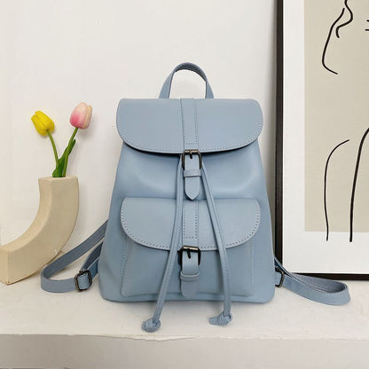 Women Drawstring Backpack Synthetic Leather School Bags Decoration Backpacks 1PC