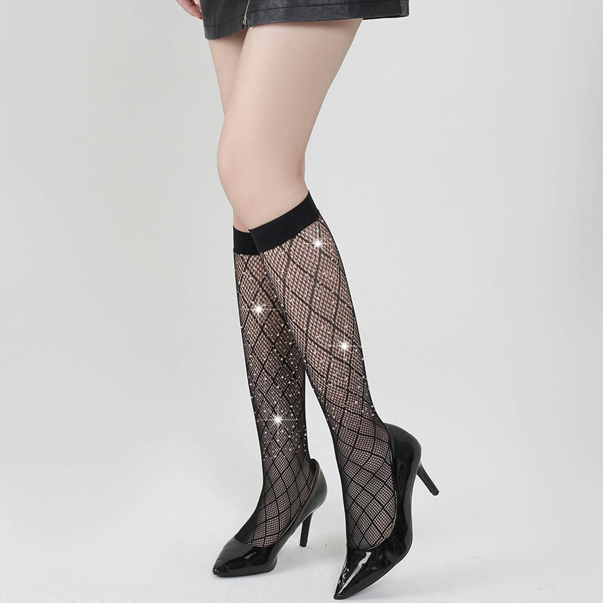 Womens Stockings Cosplay Mesh Pattern Socks Party Rhombus Lolita Fish Net Silk