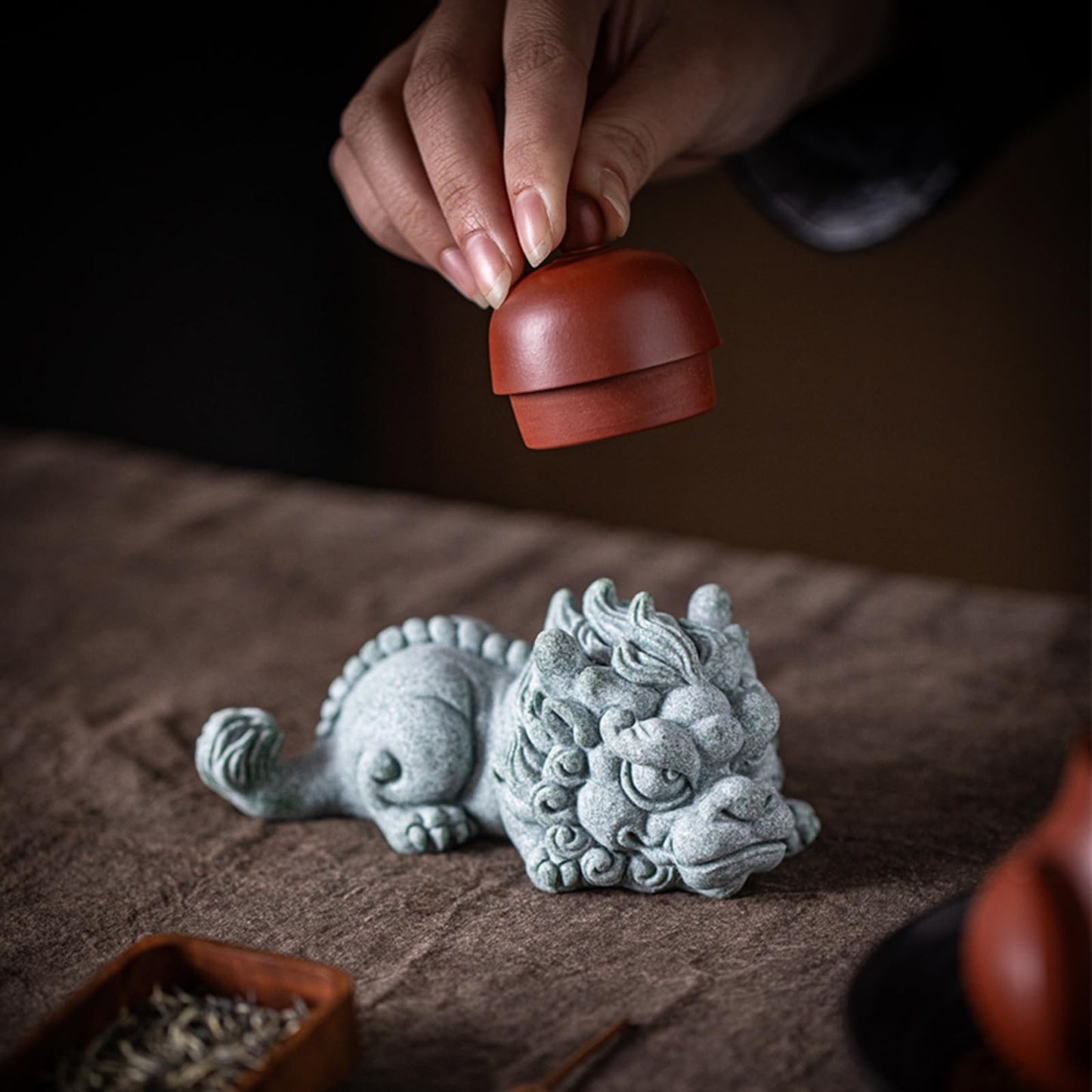 Chinese Pixiu Sandstone Tea Pet 13cm 5.2in Tea Play Kung Fu Tea Set