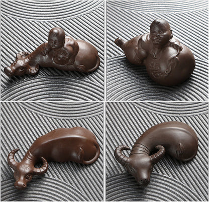 Mini Tea Pet Yixing Zisha Water Buffalo Creative Ornament Home Tray Decoration