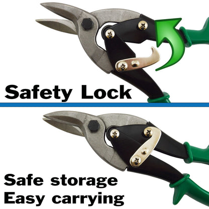 Heavy Duty Straight and Right-Cut Aviation Tin Snips Metal Cutter, 10 Inch
