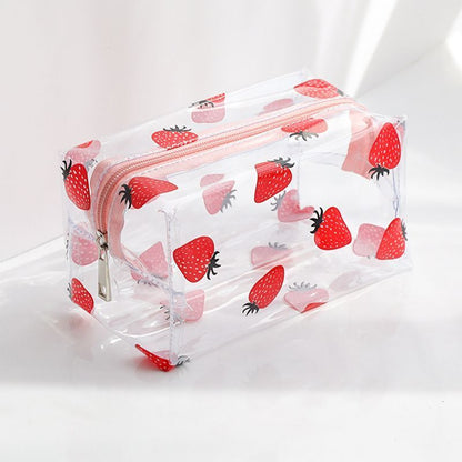 Zipper Cosmetic Bag Flower Print Makeup Purse Transparent Traveling 10*18*10 CM