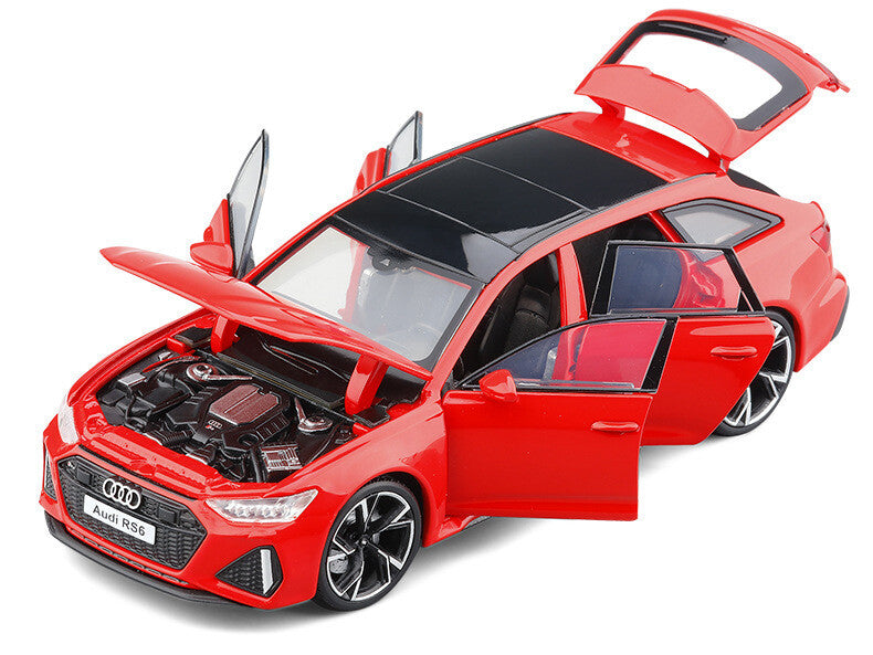 1:32 Diecast Audi RS6 2022 Metal Car Model Toy Door Open Sound Light Gift