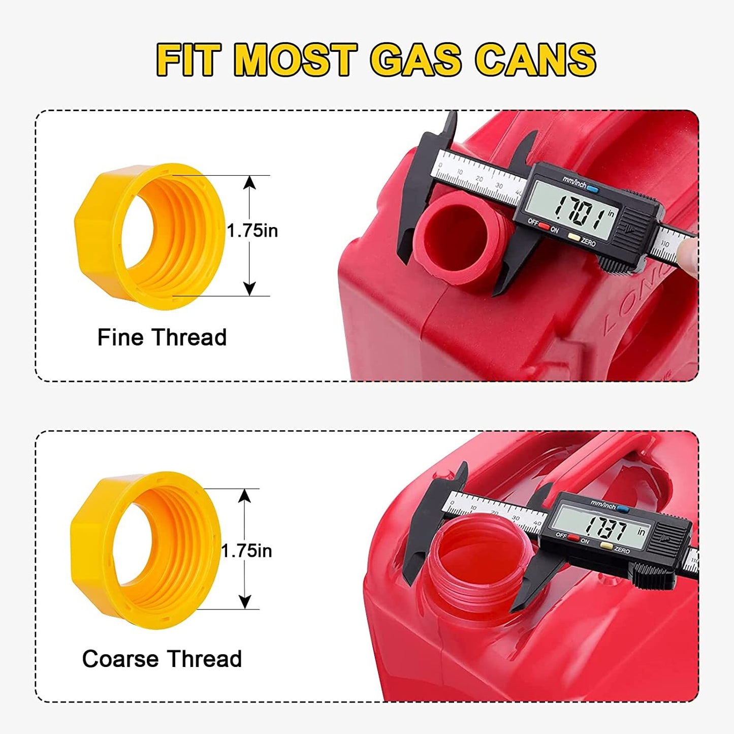 4X Replacement Gas Can Spout Nozzle Vent Kit for Plastic Gas Cans Old Style Caps